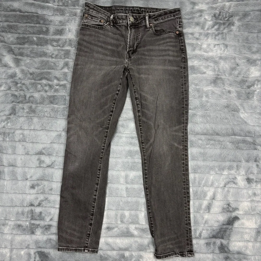 American Eagle Mens 30x30 Slim Straight Washed Black Denim Jeans Stretch Pants